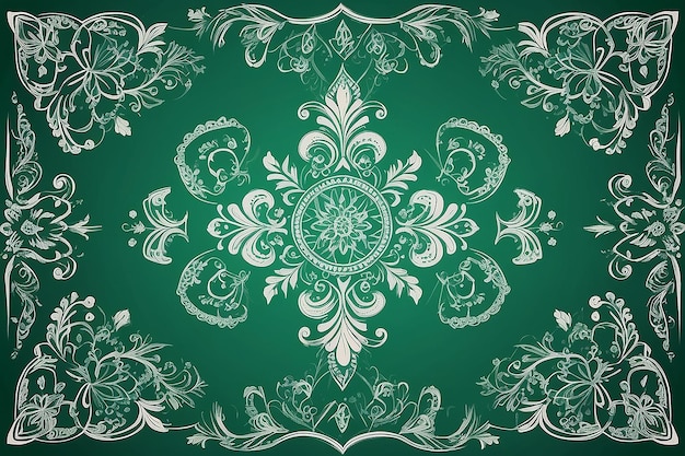 Schönes Henna-Ornament auf grünem Hintergrund Kulturelle Eleganz
