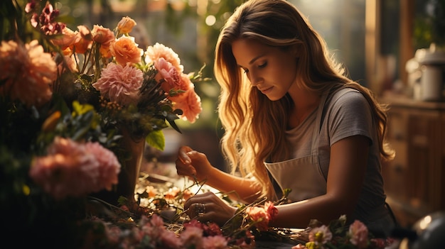 schönes junges Mädchen mit einer Blume