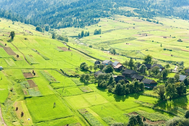 Schönes kleines Bergdorf am Berghang (Karpaten. Ukraine)