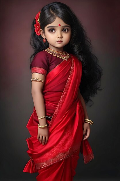 Foto schönes kleines mädchen trägt einen sari