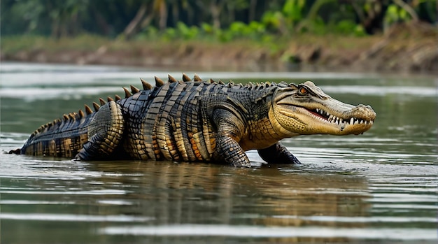 Schönes Krokodil steht in Sundarban von Bangladesch Fotografie Bild Ai erzeugte Kunst