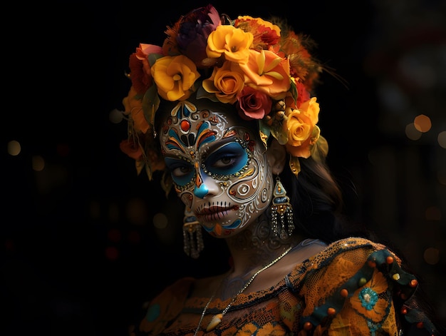 Schönes Mädchen mit typischem Make-up des mexikanischen Day of Dead