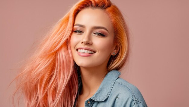 Schönes Mädchenporträt mit mehrfarbigem Haar