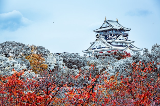 Schönes Markstein Osaka Castle im Winter