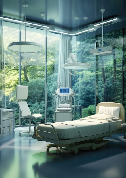 Foto schönes, modernes interieur des neuen luxuskrankenhauses in hellen farben von generative ai