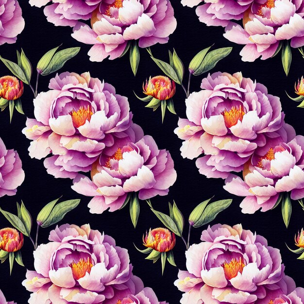 Schönes nahtloses Pfingstblumenmuster Dekorativer Luxus Blumen-Wiederholungs-Hintergrund Generative KI