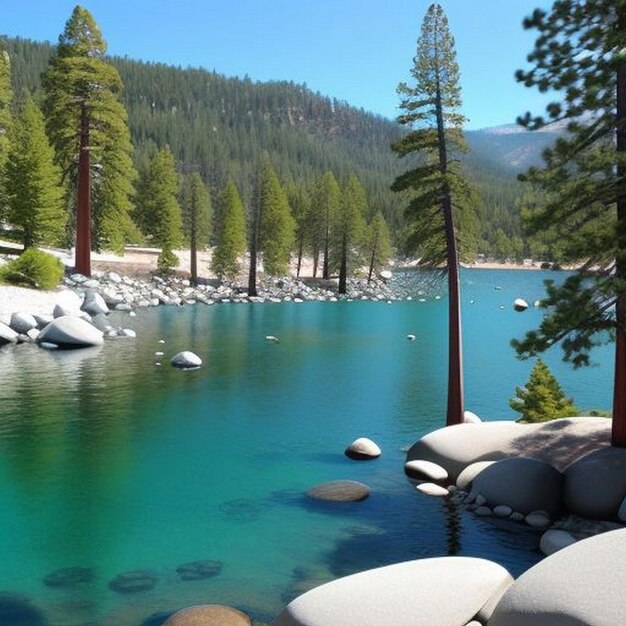 Schönes Panorama am Strand von Secret Cove Lake Tahoe