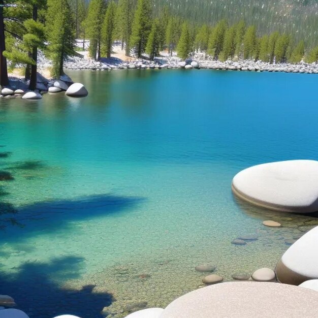 Foto schönes panorama am strand von secret cove lake tahoe