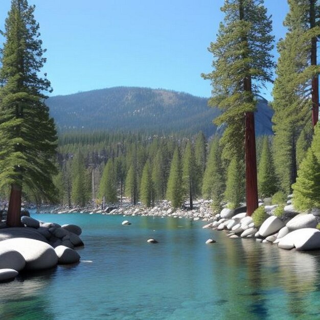 Foto schönes panorama am strand von secret cove lake tahoe