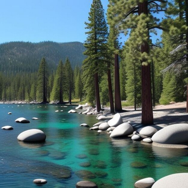 Foto schönes panorama am strand von secret cove lake tahoe