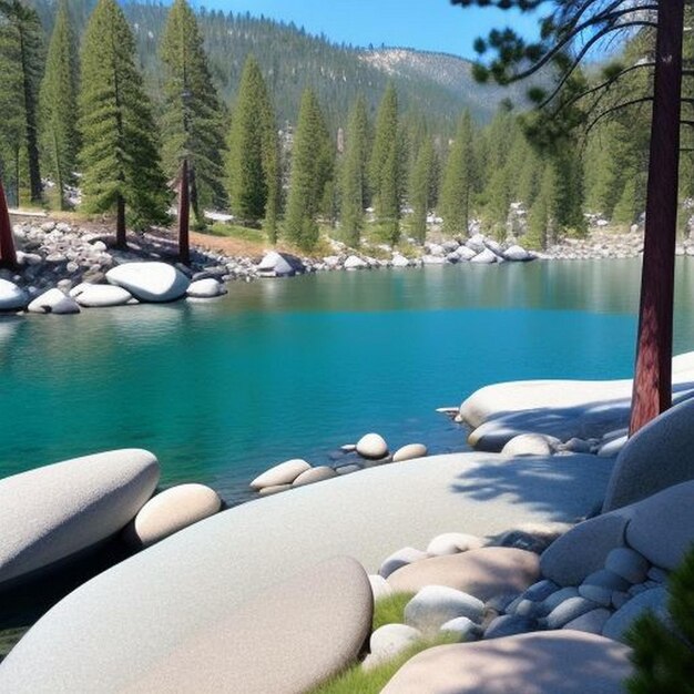 Schönes Panorama am Strand von Secret Cove Lake Tahoe