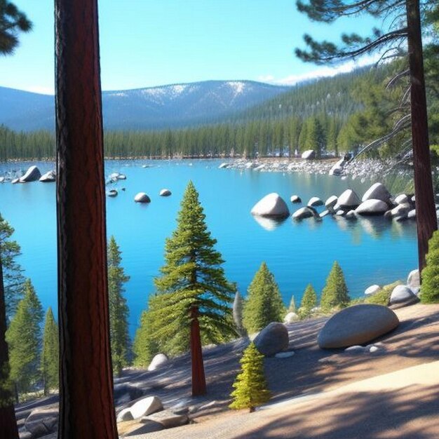 Foto schönes panorama am strand von secret cove lake tahoe
