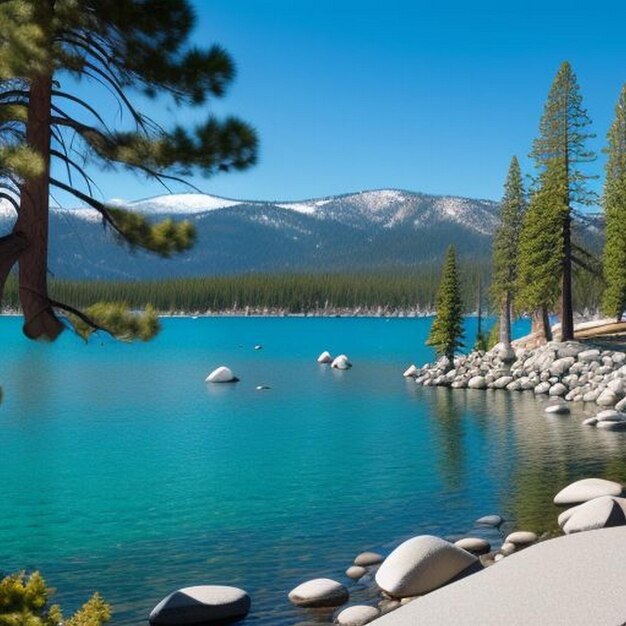 Foto schönes panorama am strand von secret cove lake tahoe