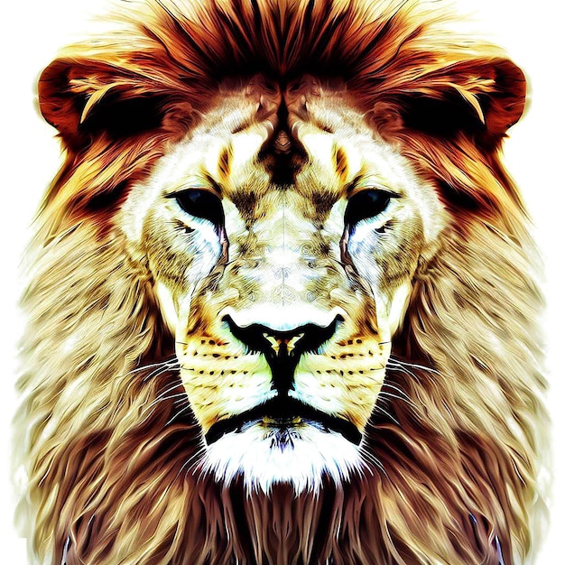 Schönes Porträt eines Löwen-Ai-Vektorkunst-Digitalillustrationsbildes