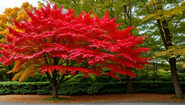 Schönes rot-grünes Ahornblatt auf einem Baum