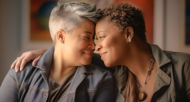 Foto schönes schwul-lesbisches paar, das zu hause achtsamkeitsmeditation und wellness praktiziert