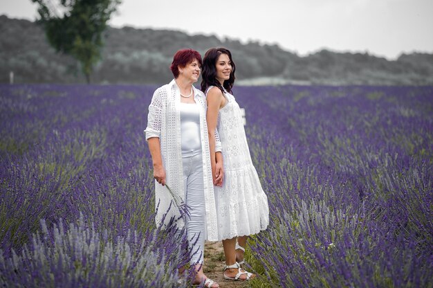 Schönes sinnliches Frauenporträt im Freien auf dem Blumengebiet