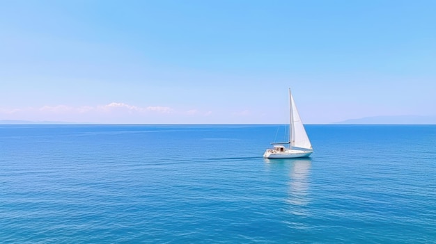 Schönes Yacht-Segelboot auf dem Meer mit blauem Himmel