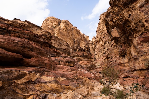 Schönheit der Felsen und der alten Architektur in Petra Jordan Alter Tempel in Petra Jordan
