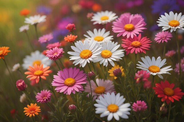 Schönheit der Natur in Farben Wiese Daisy Blüten