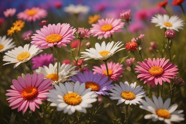 Schönheit der Natur in Farben Wiese Daisy Blüten