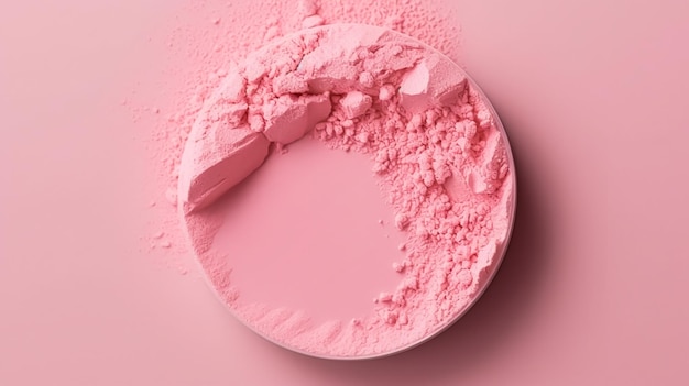 Schönheit rosa Make-up Pulver Produkt Textur als abstraktes Make-up kosmetischer Hintergrund zerkleinerte Kosmetika generative ai