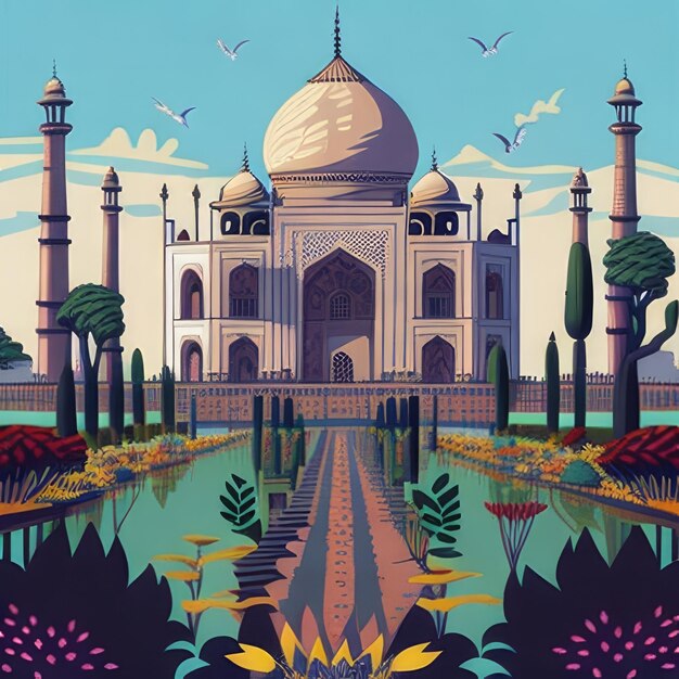 Schönheit Taj Mahal Indien Illustration