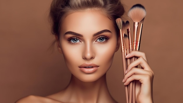 Foto schönheits-make-up kosmetik-modell make-up-modell weibliche gesichtslinie kunst