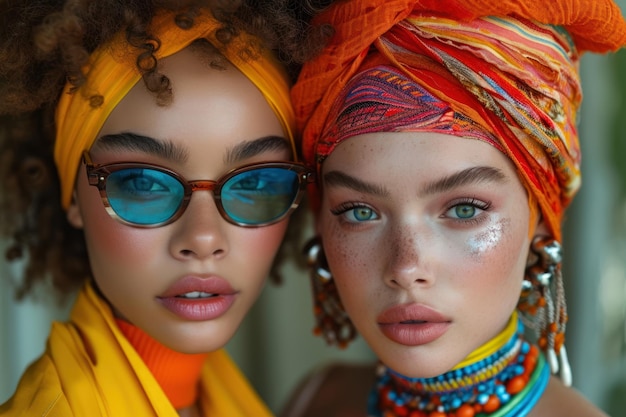 Schönheitsstudio Mode Porträt von multiethnischen Frauen im modernen Stil
