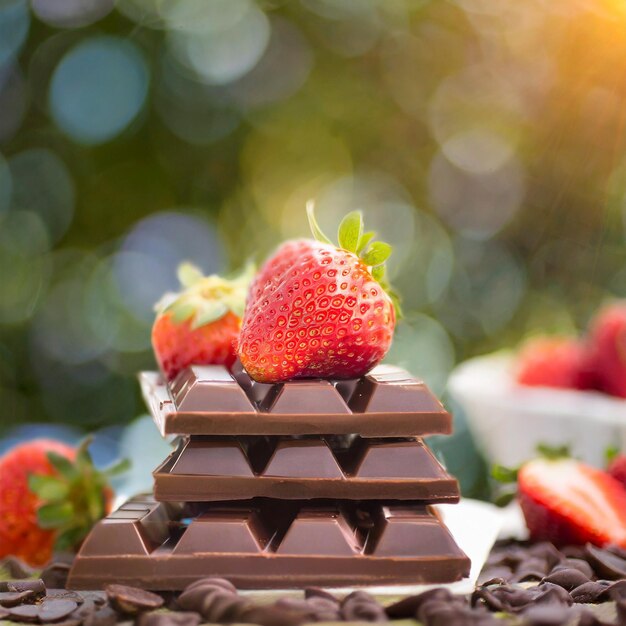 Schokolade mit Erdbeeren Schokolade com Morango