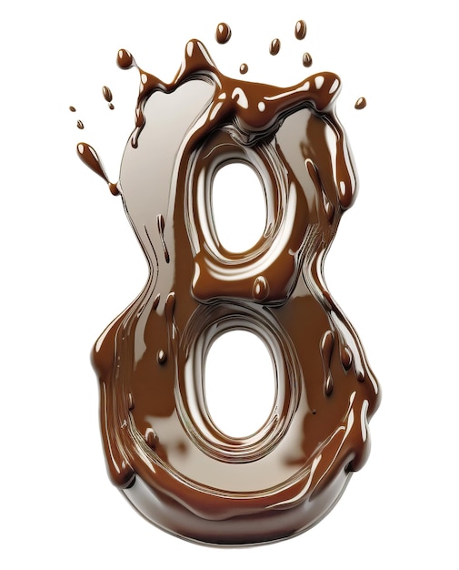 Schokolade Nummer 8 isoliert auf weißem Hintergrund Draufsicht Generative KI-Darstellung