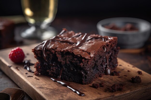 Schokoladen-Brownie-Dessert auf dem Tisch