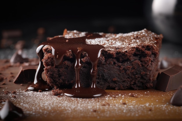 Schokoladen-Brownie-Dessert auf dem Tisch