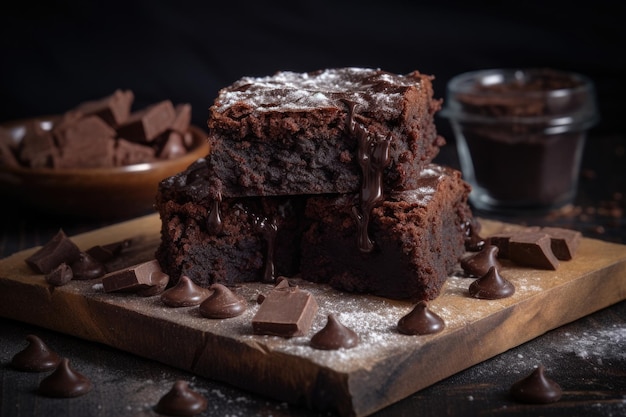 Schokoladen-Brownie-Dessert auf dem Tisch