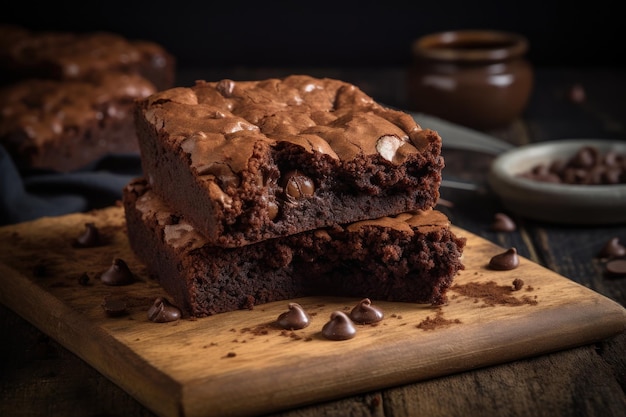 Schokoladen-Brownie-Dessert auf dem Tisch