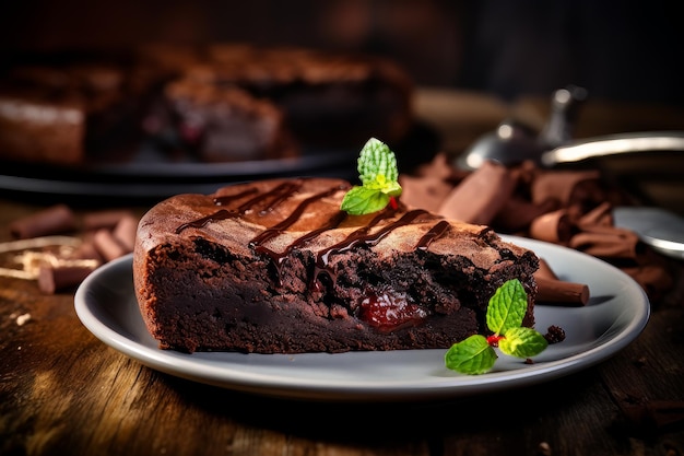 Schokoladen-Brownie-Kuchenstück, hausgemachtes Gebäck