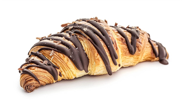 Foto schokoladen-croissant mit kakaosüßgebäck zum frühstück