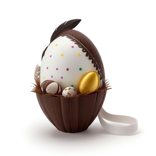 Schokoladen-Eierfeder und Ostereier