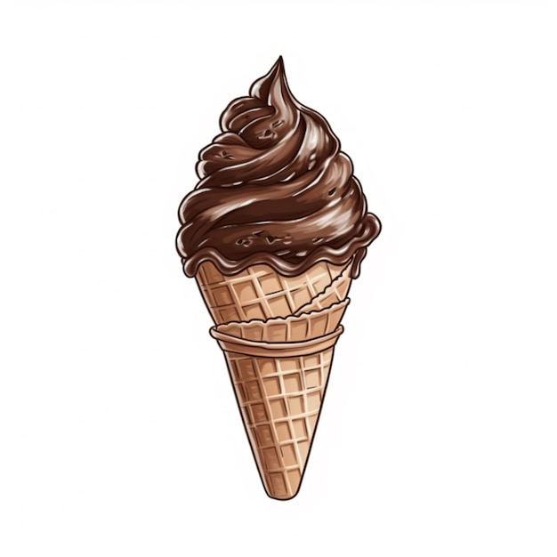 Schokoladen-Eis-Kegel mit Schokoladenwirbel auf der Oberseite generative ai