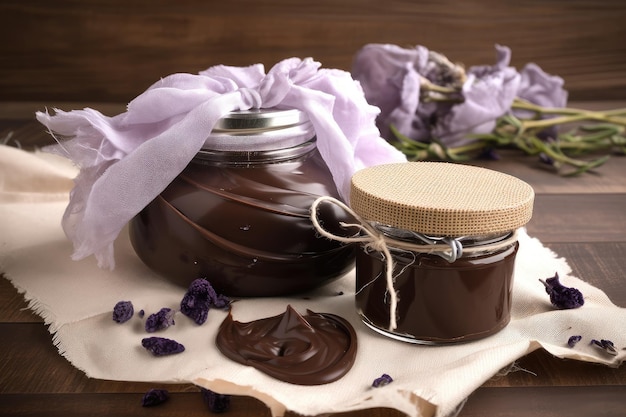 Schokoladen-Körperpackung und -Maske mit dem Duft von Lavendel und Vanille