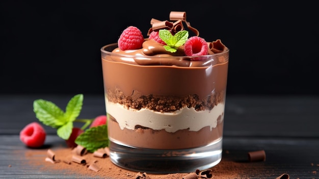 Schokoladen-Mousse-Souffle aus Aquafaba Veganische Kichererbsen-Dessert Sauberes Esskonzept Generative KI