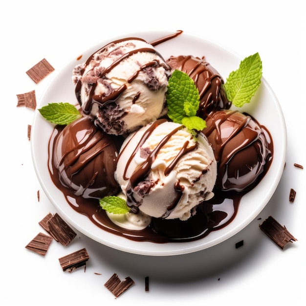 Schokoladen-Münz-Eis-Schüssel mit Streifen
