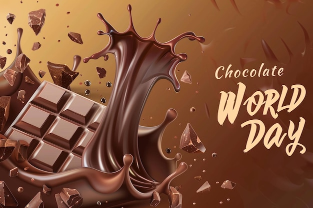 Schokoladen-Splash-Dunkel- und Milchschokoladen-Flüssig-Schokoladen-Riegel Happy Chocolate Day Hintergrund