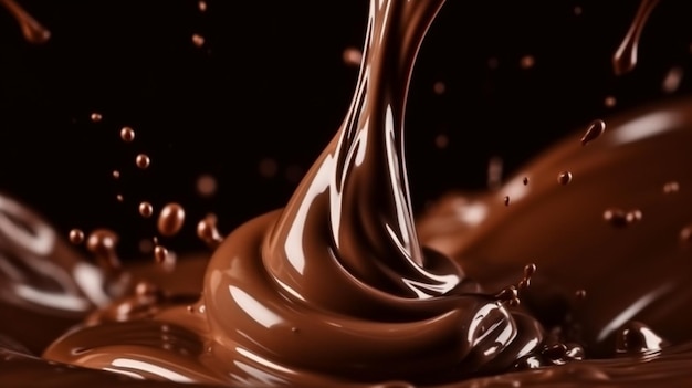 Schokoladen-Splash, erstellt mit generativer KI-Technologie, hochwertige Illustration