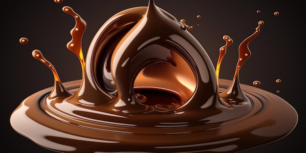 Schokoladen-Splash mit generativer KI-Technologie hergestellt