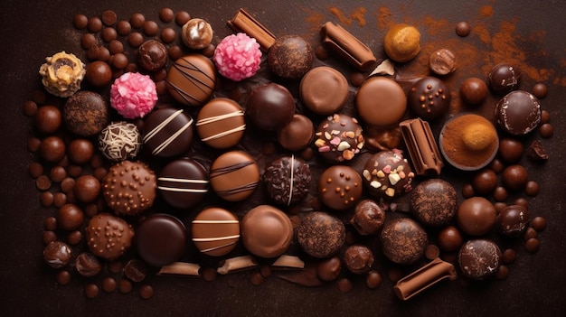 Schokoladen Süßigkeiten mit verschiedenen Füllungen süße Speisen