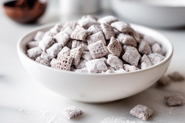 Schokoladenbeschichtete Muddy Buddies mit Eiszucker