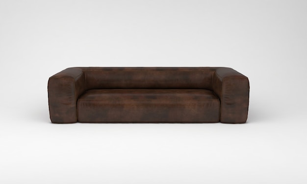 Schokoladenbraunes großes Sofa Vorderansicht Möbel 3D-Rendering