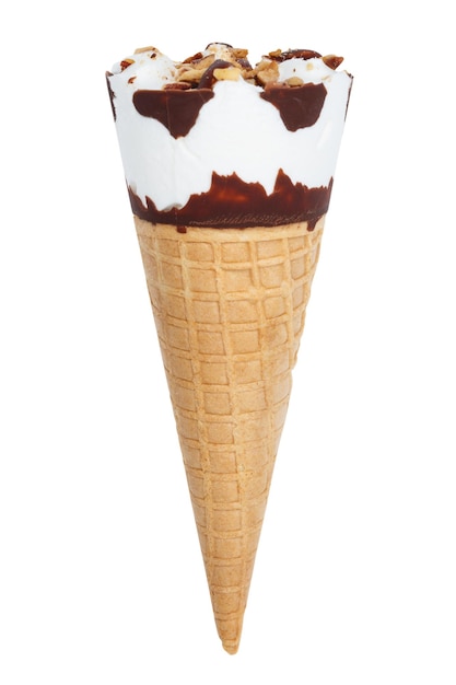 Schokoladeneis Kegel Eis Eis Sommer isoliert auf weiß