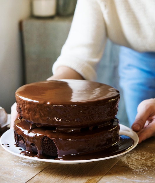 Schokoladenfondantkuchenphotographie-Rezeptidee